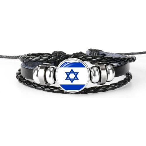 West Asia National Flag Bracelet Men Bracelets beaded Handmade Charm Leather Bracelet Rock Men Jewelry
