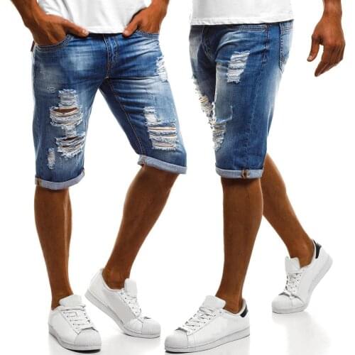 ZHUOFEI Knee Length Trousers For Male High Quality Men Streetwear Summer Jeans Pants