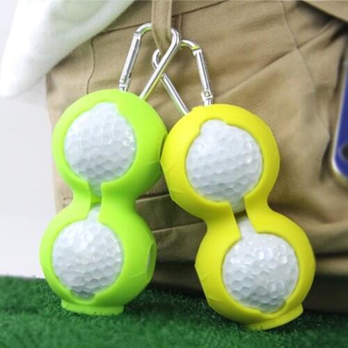 Golf Ball Storage Cover Portable Soft Silicone Waist Holder Double/Single Golf Ball Protective Cover with Carabiner Keychain
