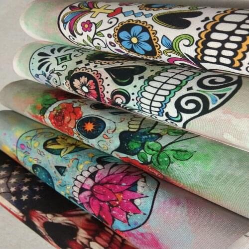 Digital Printing 5pcs 14x19cm Cotton Canvas viaPhil Brand Zakka Flower Skull USA flag Cotton Fabric Patchwork DIY Sewing Decor