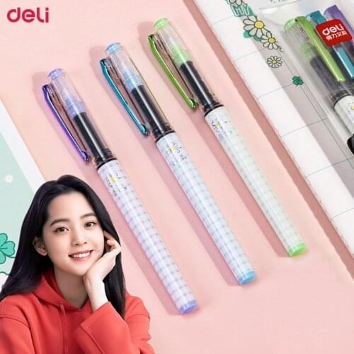 Deli Large Capacity Straight Pen Gel Pen 30pcs 0.5mm High Quality Quick-drying Ink Rollerball Pens Student Stationery Kawaii Pen
