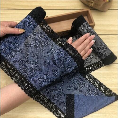 1 Meter Black Blue Stretch Lace Trim Embroidered Lace Fabric for Sewing Elastic Needlework Lace Ribbon Underwear Lace