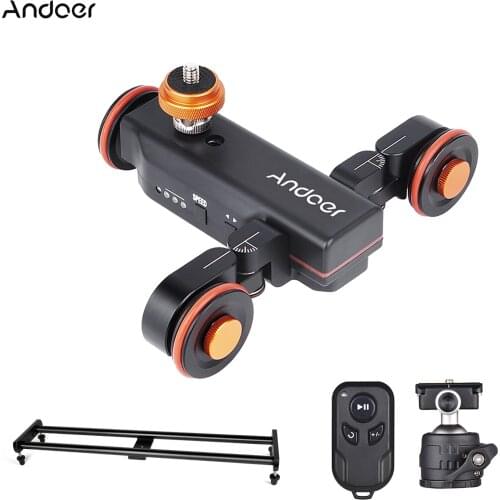 Andoer Camera Video Dolly Slider Kit Auto Dolly Car 3 Speed Adjustable Track Rail Camera Slider for Camcorder DSLR Camera Slider