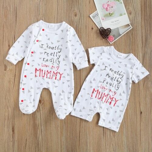 2021 Baby Girls Boy Romper, Infants Lettering Printed Jumpsuit Crew Neck One-piece Garment for Baby