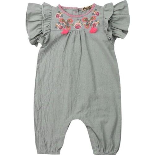 Baby Girls Romper 2019 Kids Flowers Jumpsuit Newborn Ruffles Fly Sleeve Romper Toddler Girls Outfit Summer Infant Clothes 0-24M