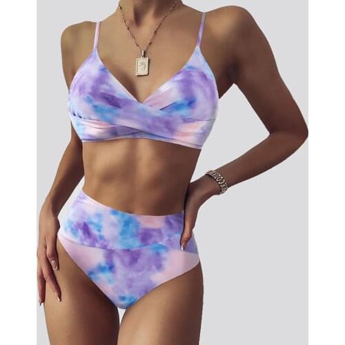 High Waist Bikini 2021 Swimwear Women Swimsuit Sexy Leopard Bikinis Set Tie Dye Brazilian Swimming for Bathing Suit Beach Wear