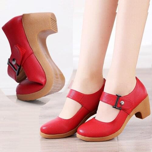 LIHUAMAO Thick sole platform women square heel Latin jazz waltz dancing shoes Mary Jane ladies dress shoes pumps slingback heel