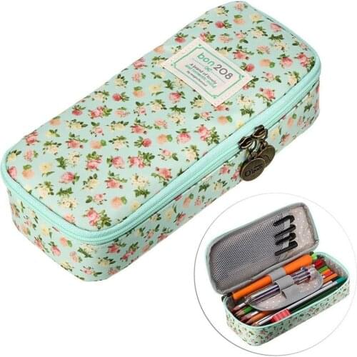 Cute Pencil Case Large Capacity Floral Pencil Stationery Organizer Multifunction Cosmetics Bag GK99