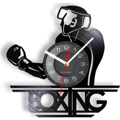 Boxing Powerful Sports Room Decor fighting Sports Modern Design Wall Clock Pugilist Vintage Vinyl Record Wall Clock Boxers Gift