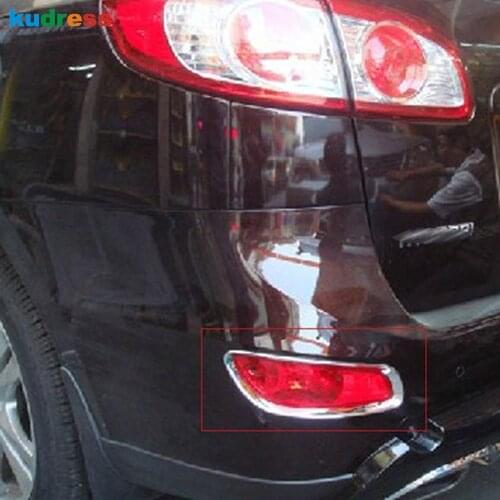 For Hyundai Santa Fe 2010 2011 2012 ABS Chrome Rear Fog Light Lamp Cover Trim Foglight Frame Trims Car Styling Accessories 2pcs