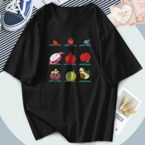 Oversize Cute Cartoon Fruit Tshirts White Streetwear Women T-shirts O-Neck Print Outdoor Tops Tees Funny Clothes Camiseta Female
