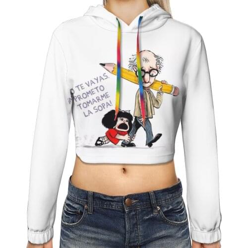 2021 new women fashion short Mafalda style hoodie cute sexy jumper hoodie Leisure Student Female Hoodies