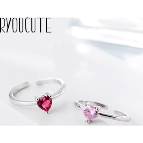 New Charming Open Red Zircon Heart Ring for Women Vintage Boho Party Rings Gothic Punk Jewelry Gifts for Girls 2021