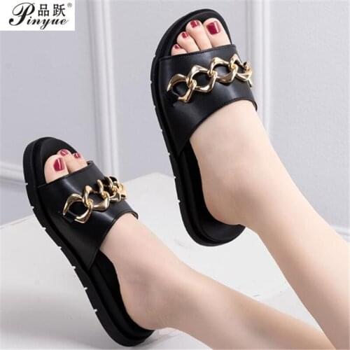 Summer new mother slippers fashion ladies slippers soft and comfortable casual large size shoes Woman Slope with slippers