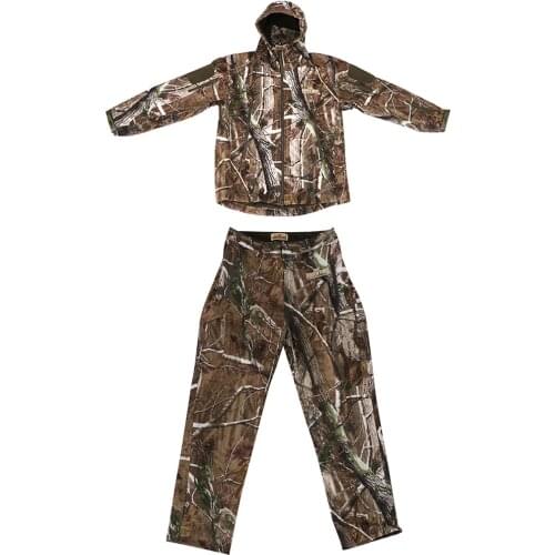 3D Pine Branch Hunting Rainsuit Camo Hooded Jacket Pants Trousers Camouflage Suit Breathable Hooded Jacket and Pants