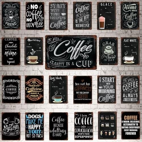 [YZFQ] Coffee Tin Signs Metal Plate Wall Pub Kitchen Restaurant Home Art Decor Vintage Iron Poster Cuadros TP-448A