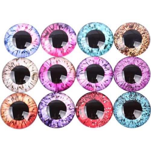 Onwear 14mm glass cabochon eyes pupil photo mixed color diy flatback jewelry scrapbooking findings for doll making