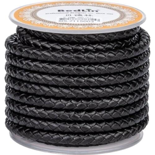 3/4/5/6mm Braided Leather Black Cord Thread for Jewelry Making DIY Accessories, Head Layer of Cowhide