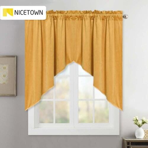 NICETOWN Luxury Tailored Thick Velvet Swag Valance Home Decor Thermal Insulated Half Window Curtain Drapes for Home Kitchen