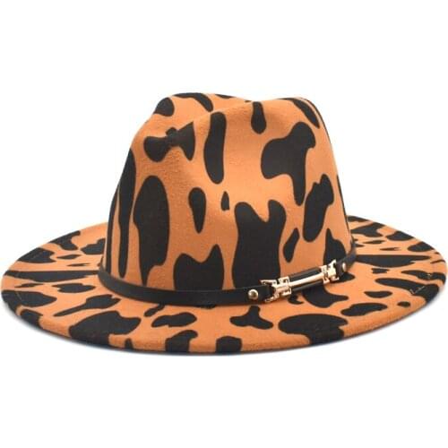 New Cow Fedoras Hat Women Wool Felt Wide Brim Jazz Hat Vintage Panama Khaki Cowboy Hat Men Dropshipping NN9