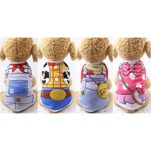 Cute Printed Pets tshirt Puppy Dog Clothes Pet Cat Vest Cotton T Shirt Pug Apparel Costumes Dog Clothes for Small Dogs Outfits