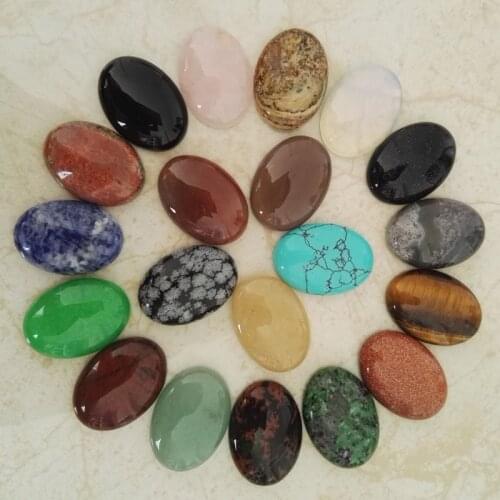 Natural stone mixed beads for jewelry making 25X18MM Assorted oval shape beads charm 20Pcs/lot Free shipping no hole wholesale