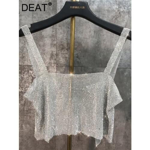 DEAT 2021 new summer fashion women clothes straps bling bling sexy short top female camsi WS70001