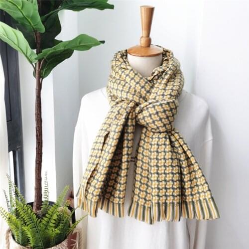 Honeycomb Lattice Winter Scarf Weave Women Cashmere Warm Pashmina Foulard Jacquard Female Scarves Thick Soft Bufanda Shawl Wraps