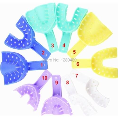 10 Pcs High Quality Plastic Dental Impression Trays Colored Autoclavable Denture Instruments Oral Tools Dentist Products