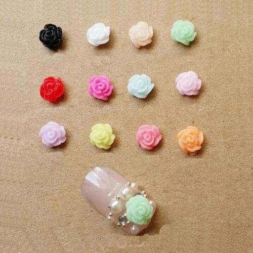 Colorful Rose Nail Art 3d New Arrive 5mm 10 Pieces Resin Nail Decoration NP060