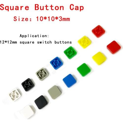 100pcs 12*12mm push button switch cap square button cap multi color button caps for 12*12mm square tactile switches