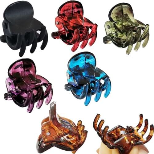 12PCS Plastic Mini Hair Clip 6 Claw Cute Hair Clips Plastic Black Hairpin Clamp for Ladies Headwear Hair Styling Tools