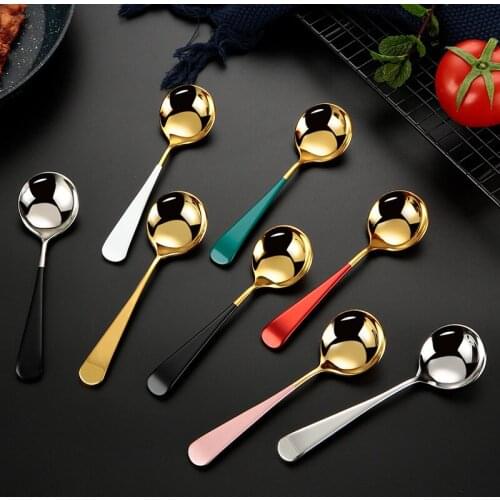 304 Stainless Steel Multi-purpose Soup Spoon Sauce Spoon Creative Deep Bottom Spoons Tableware 16CM