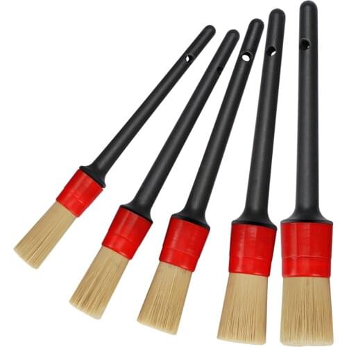5Pieces Car Detailing Cleaning Brush Set for Cleaning Wheels Tire Interior Exterior Leather Air VentsCar Detailing Brushes