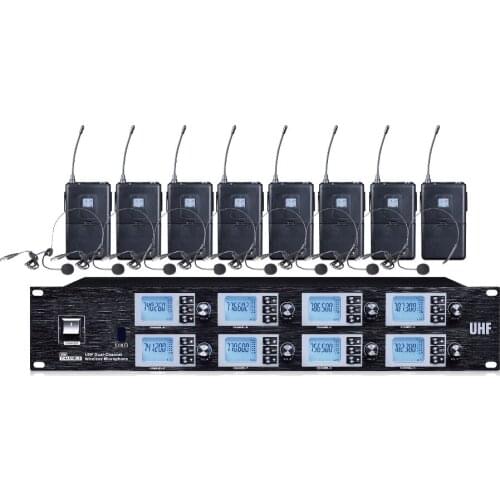 8 Channels UHF Wireless Headset Microphone mic System