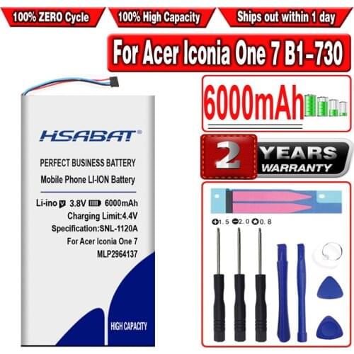 HSABAT 6000mAh MLP2964137 Battery for Acer lconia One 7 B1-730 B1-730HD A1402