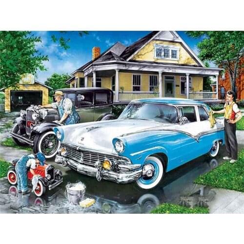 Full Square Drill 5D DIY Diamond Painting Car Scenery 3D Embroidery Cross Stitch Home Decoration