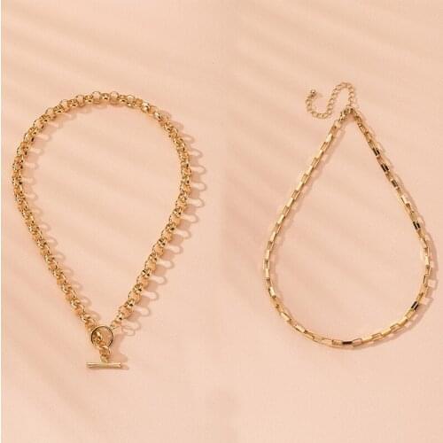 GSOLD Fashion Geometric Metal O-Chain Simple Alloy Square Chain Women Punk Clavicle Chain Hip Hop Party Jewelry Accessories