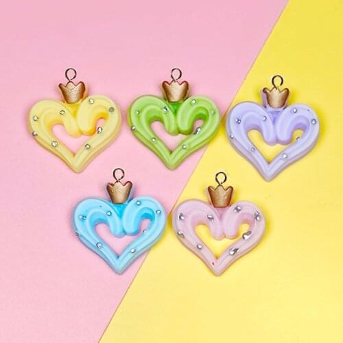 10pcs 20x25mm Resin cabochon heart Donut charm Pendant miniature craft jewelry making Material Creative Diy Accessories