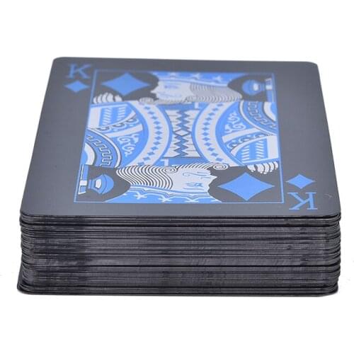 1 Set Black Playing Cards Plastic PVC Poker Waterproof Durable Poker With Metal Box Creative Gift