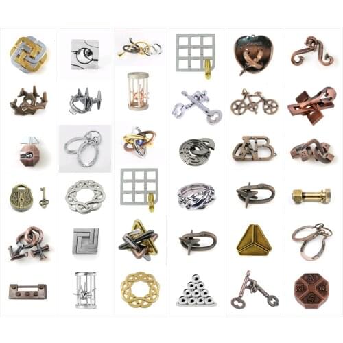 Classic Metal IQ Teaser Cast Puzzles Game Brain IQ Eight Diagrams lock Toys for Adults Children Kids Enlighten Toys