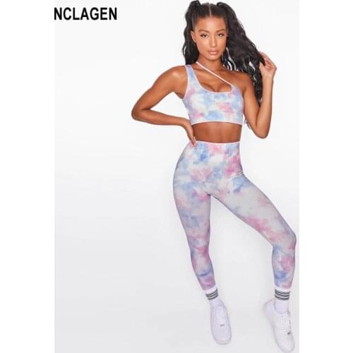 NCLAGEN Yoga Set Women Workout Sportwear 2 Piece Sport Leggings And Top Digital Printing Gym Clothes Bra Elastic Fitness Suit