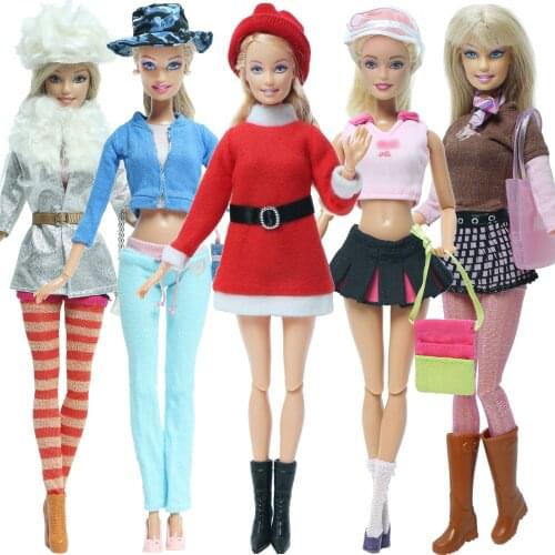 1 Set Outfit Handmade Dress Tops Trouser Coat Shoes Bag Hat Scarf Sock Skirt Shirt Accessories Clothes for Barbie Doll House