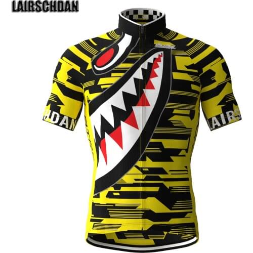 LairschDan 2021 Summer Men Cycling Jersey Bicycle Short Sleeve Shark Tops Breathable MTB Bike Clothing Fahrrad Kleidung Herren
