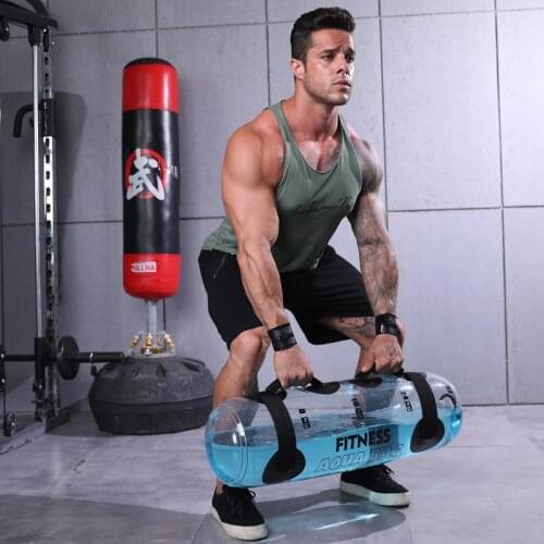Home gym Fitness Bodybuilding Aqua Sandbag Muscle Training Exercise Balance Workout Water Bag 20kg Capacity Pouch Sandbag