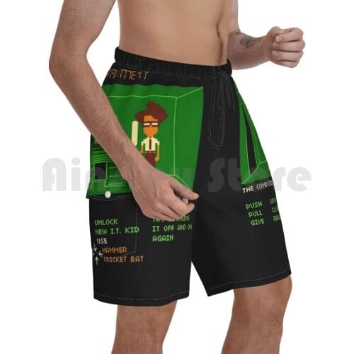 Maniac It Department Beach Shorts Men Beach Pants Swimwear Pc Gaming Nes Roy Moss Old School Video Games It Crowd