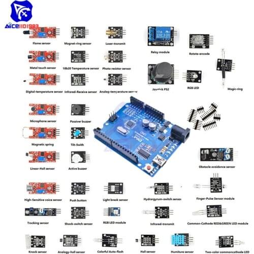 Diymore 37 in 1 Sensor Kit with R3 CH340 Microcontroller Module Development Board for Arduino R3 MEGA Nano