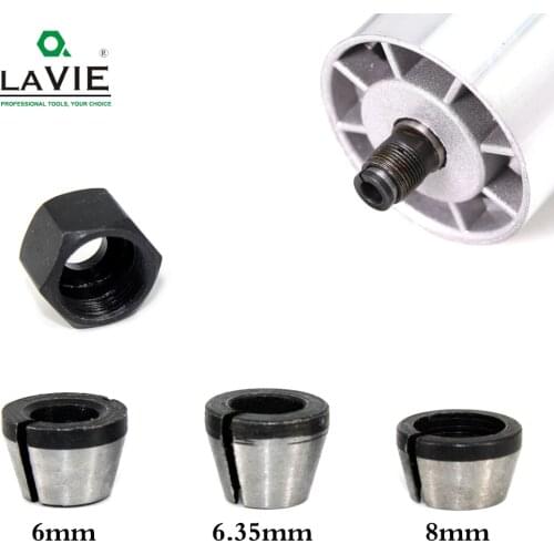 LAVIE 1pc 3 pcs set collet 6mm 6.35mm 8mm collets chuck Engraving Trimming Machine Electric Router Milling Cutter Accessories
