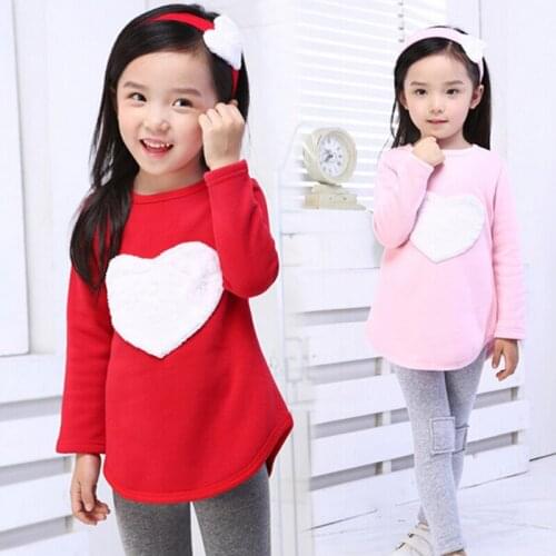ZWF408 Hair Band+1pc Shirts+1pc Pants Childrens Clothing Set Girls Long Sleeve Clothes Suits Red Pink Heart Cotton