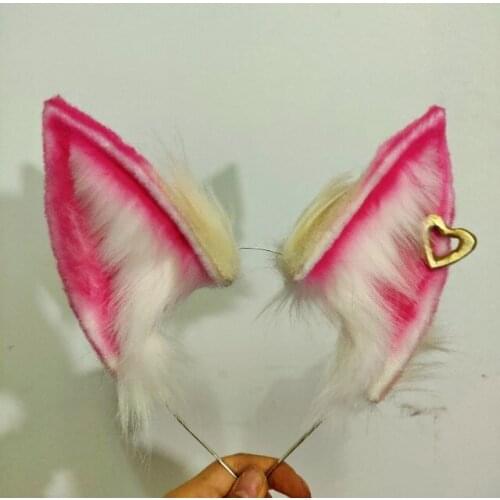 In stock Cosplay Prop LOL Ear Simulation Beast Plush Pink Cool Ears Headband